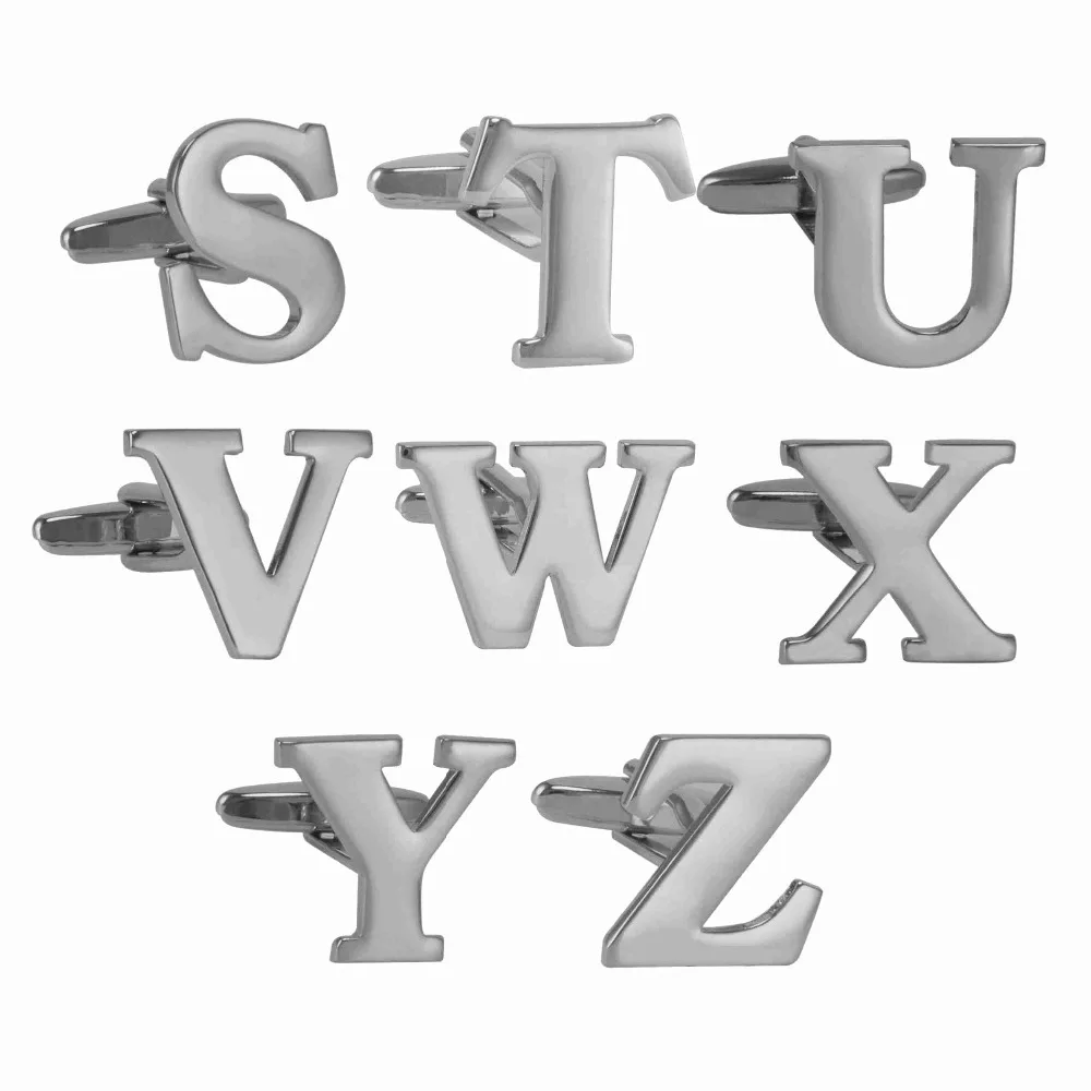 

S-Z 25mm initial letter alphabet rhodium silver brass cufflinks fashion sleeve buttons shirt cuff links 8611007SZ