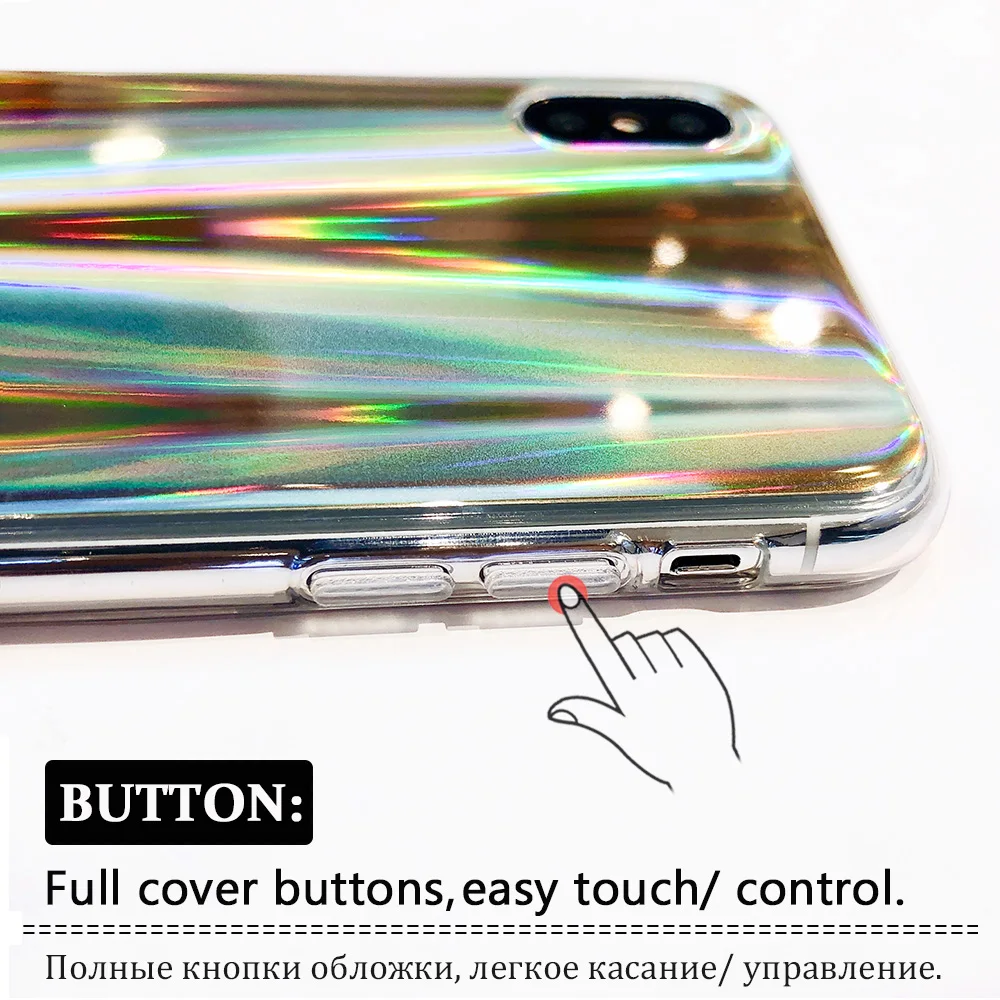 KIPX1122_3_JONSNOW Aurora Shining Laser Phone Case for iPhone 6 6S 7 8 Plus X XS XR XS Max Glossy Soft Silicone Case Back Cover Capa Coque Fundas