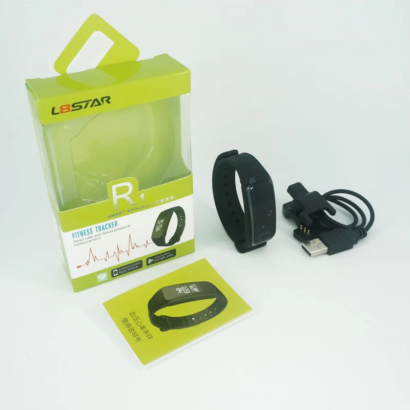 HUACP R1 Smart Wristband Heart Rate Band Blood Pressure Bracelet Blood Oxygen Pedometer with iOS Android APP for Sport Fitness