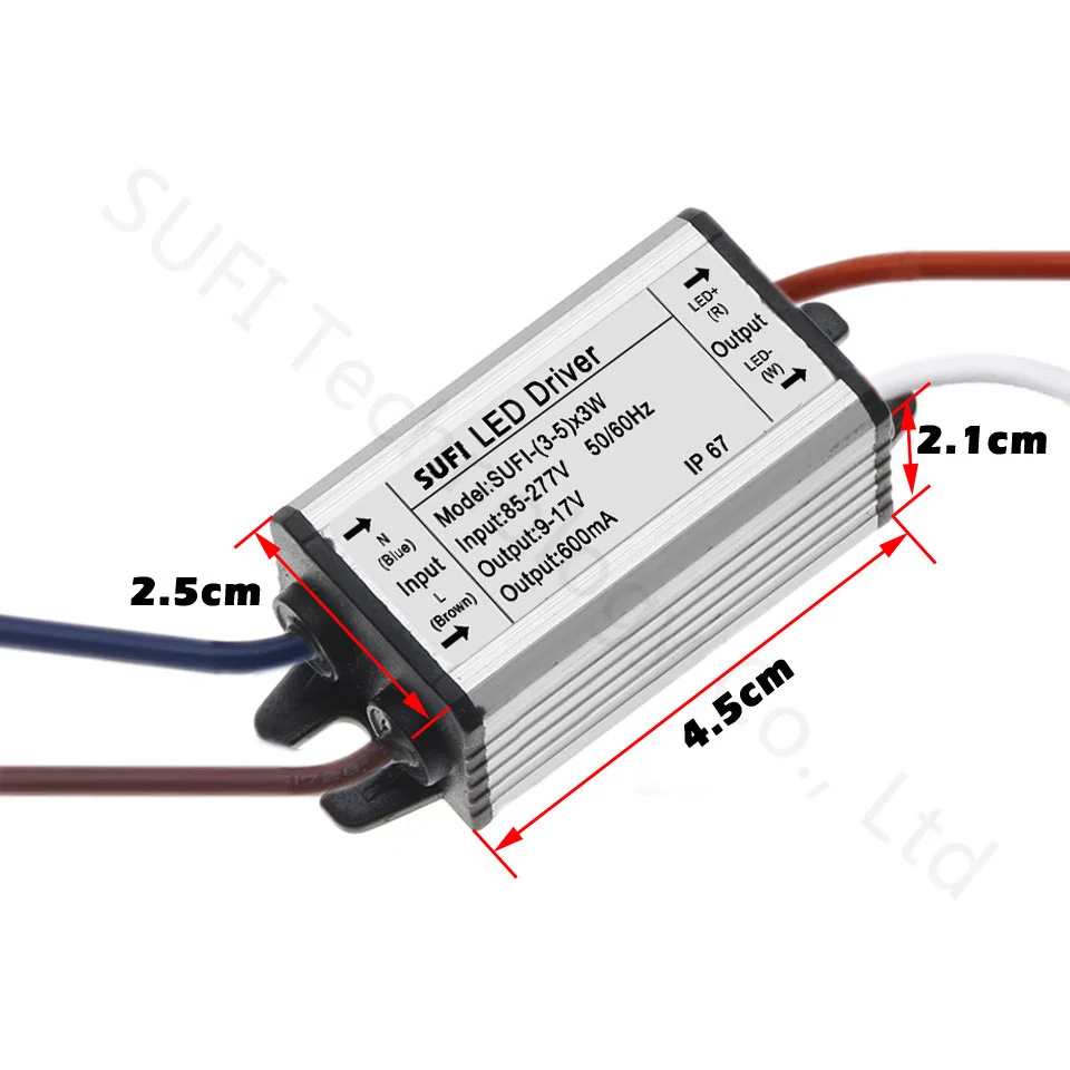 Внешний 3-5x3W светодиодный драйвер 9 Вт 12 Вт 15 Вт выходной DC9-17V трансформаторы постоянного тока 600мА источник питания