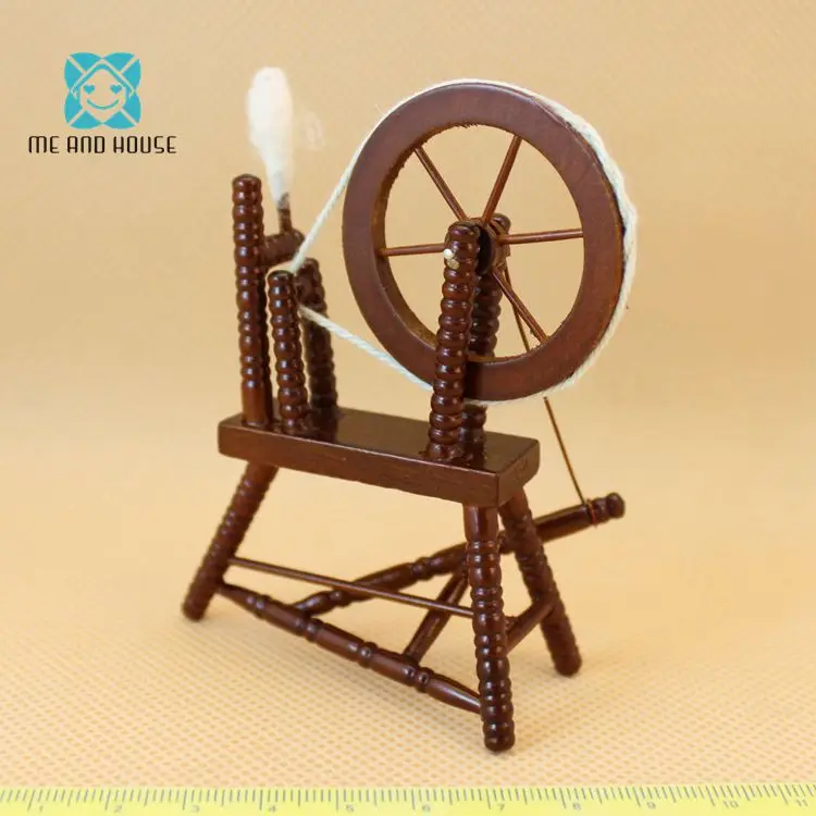 1:12 Кукольный дом деревянная мебель миниатюрный ручной работы ремесло Мини Белые куклы прялка