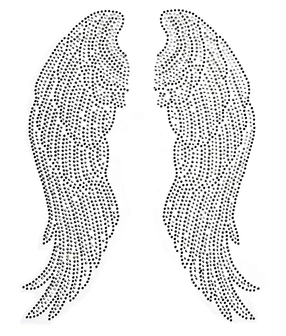 Большие крылья Ангела пар железа на горячей фиксации стразы передачи Bling мотив Алмазная аппликация для рукоделия одежды сумки декодированные