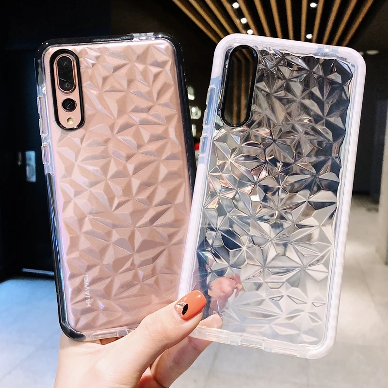 Case for Huawei P20 Lite P20 Pro 3D Diamond pattern Shockproof case for Huawei Mate 20 Pro Honor 10 clear Anti-knock case