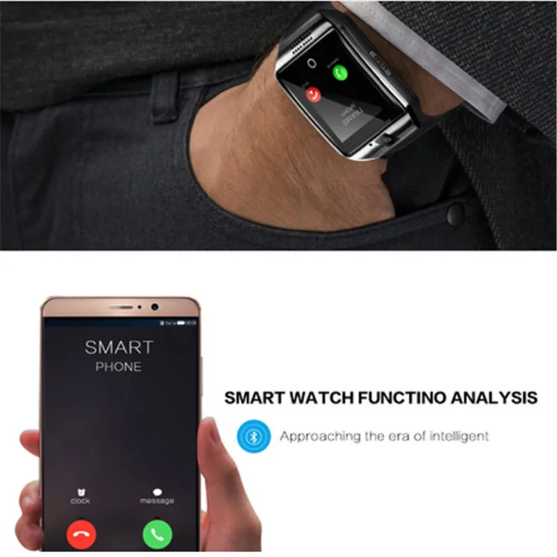 Смарт часы с Bluetooth умные Q18 изогнутые Сенсорный экран Для мужчин мужские