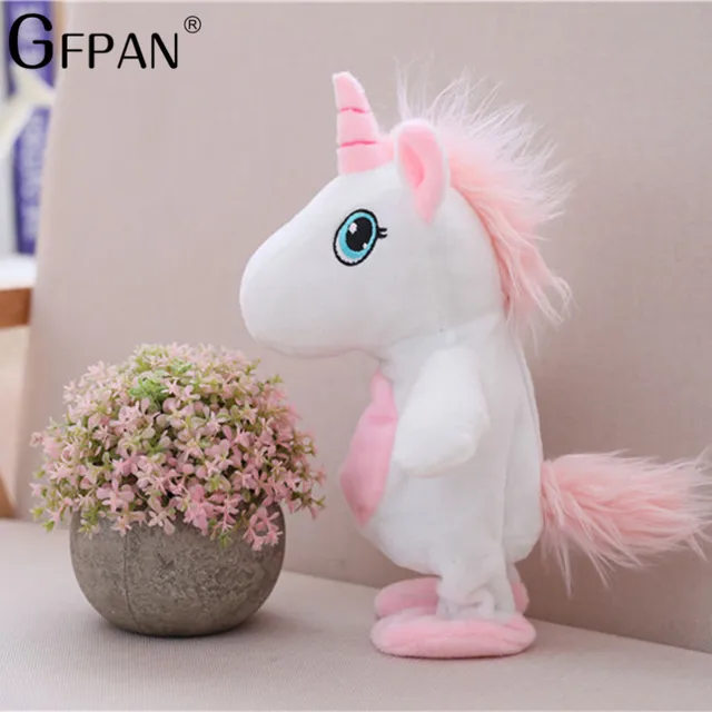 Hot Sale 25cm Magic Unicorn Walking& Talking Stuffed Animal Horse Toy Sound Record Unicorn Plush Fantasy Gift for kids 3