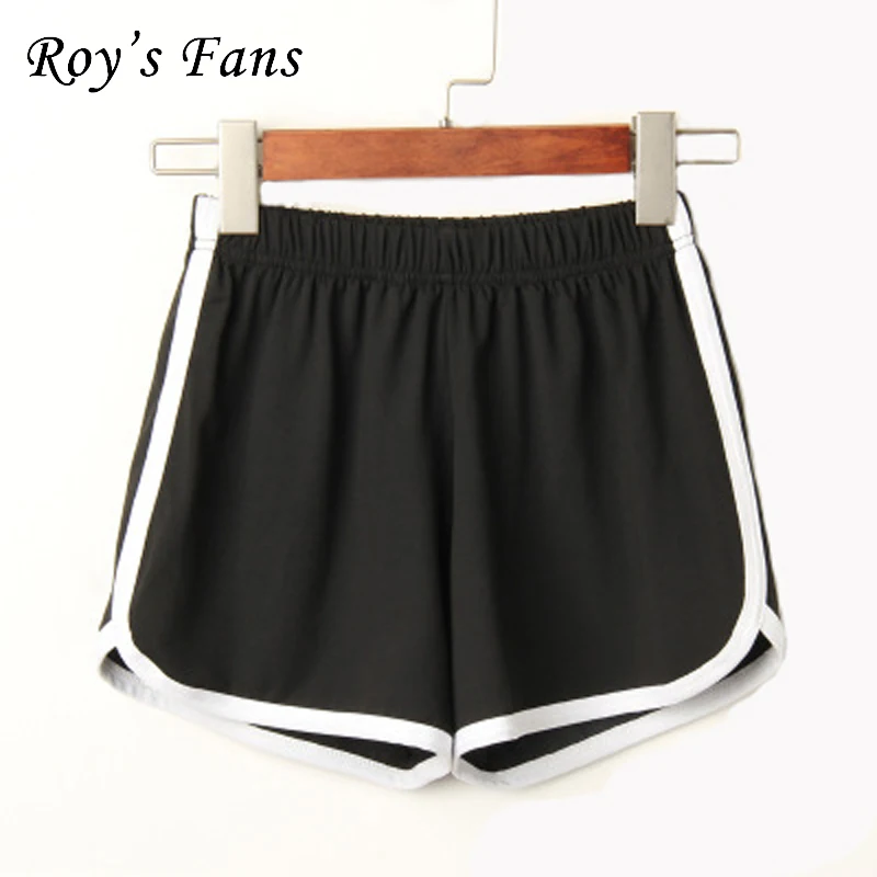 Roy's Fans Женские Летние Шорты повседневные свободные однотонные полосатые шорты пэчворк с эластичной талией тренировочные шорты женские