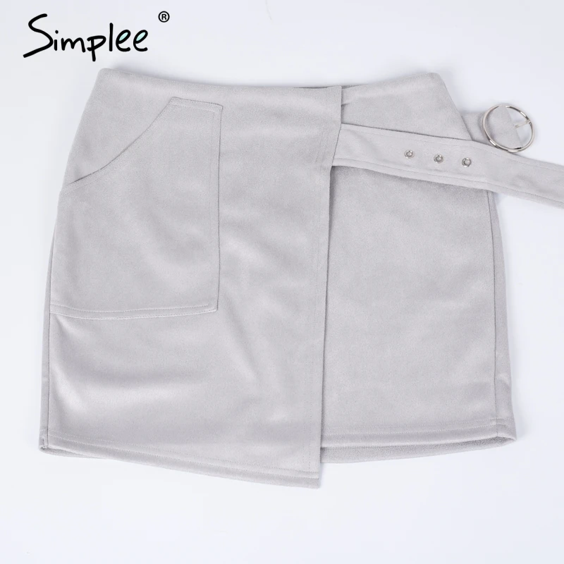 Женская юбка-карандаш Simplee из замши, короткая юбка на подкладке с завышенной талией, асимметричная мини-юбка в сексуальном стиле для лета, актуальна в году