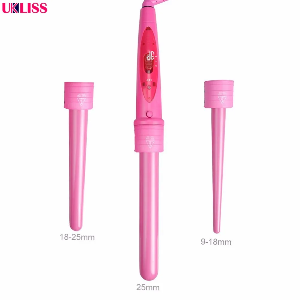 

Hair Styling Tool 3Part Curling Wand Set Interchangeable 3P Hair Curling Tong Ceramic Hair Curler Roller with glove