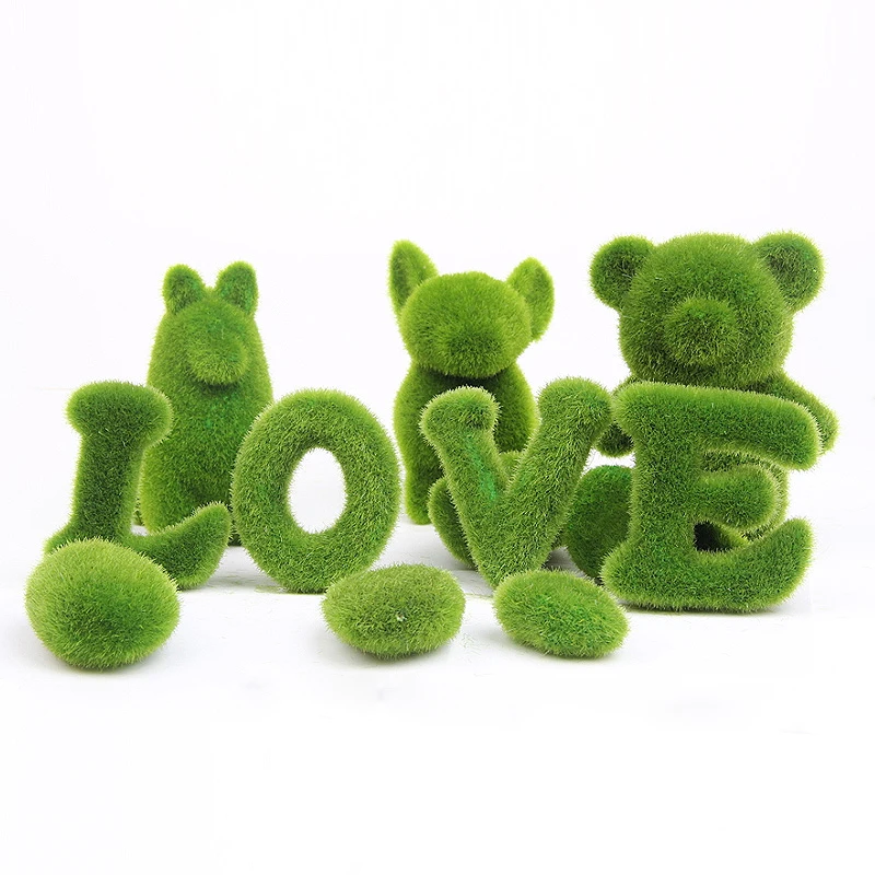 

HOT ! Artificial Fresh Moss Balls Decorative Green Plant Home Party Decoration Simulation Lovely small animals Pattern