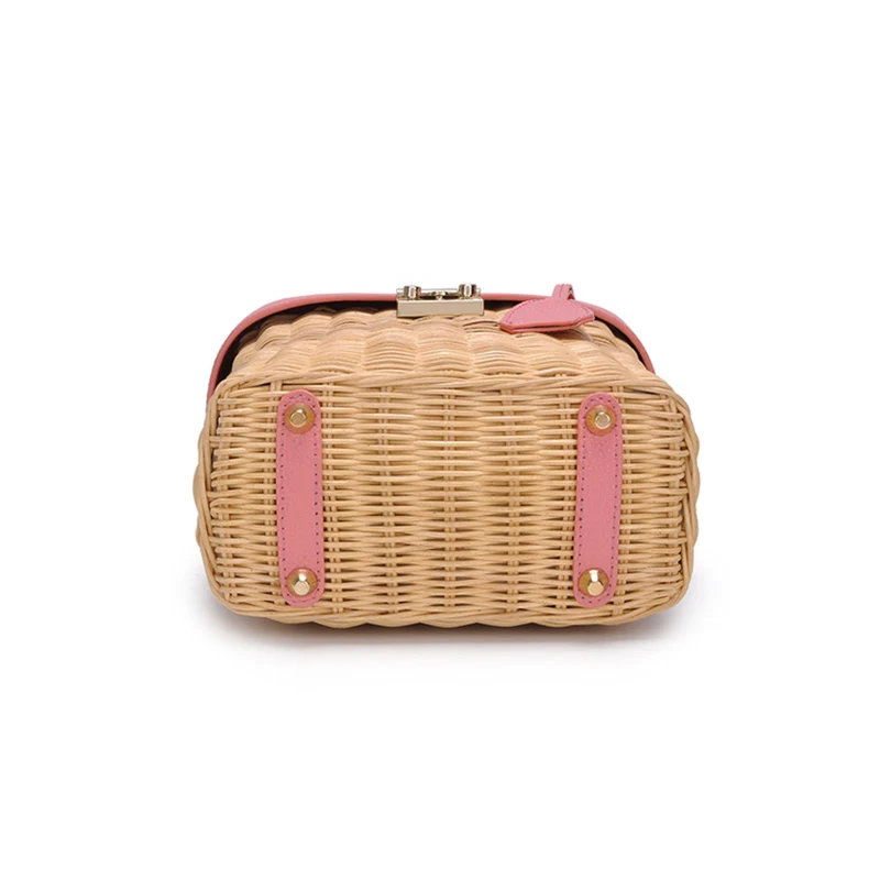 New Women Fahsion Straw Rattan Bag INS Popular Female Handmade Knitting Handbag Lady Weave Travel Shoulder Bag Braid Tote SS3419 (4)