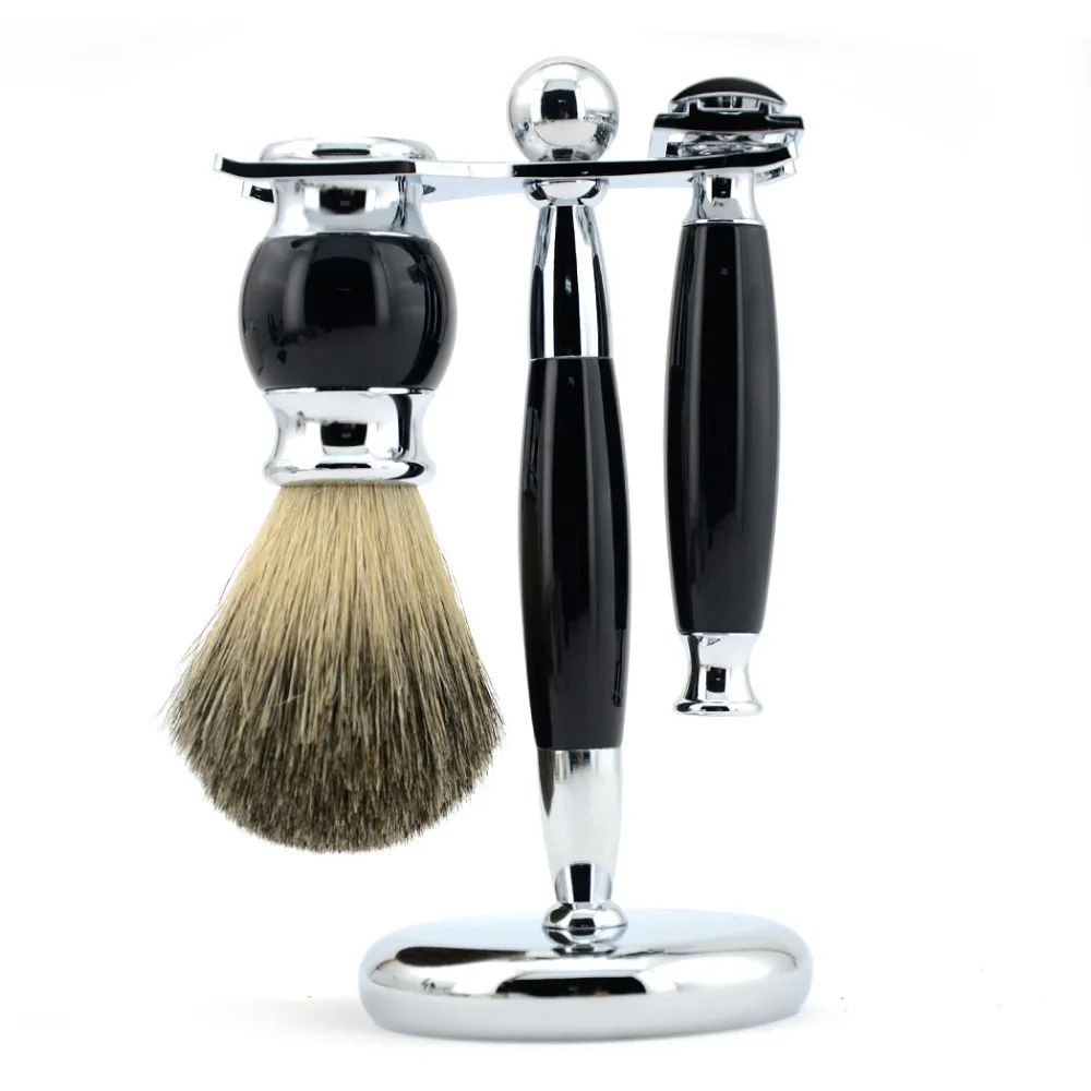 

ZY Men Luxury Shaving Tool All in Set Imitation Gems Safety Razor Pure Badger Hair Brush Stand Present