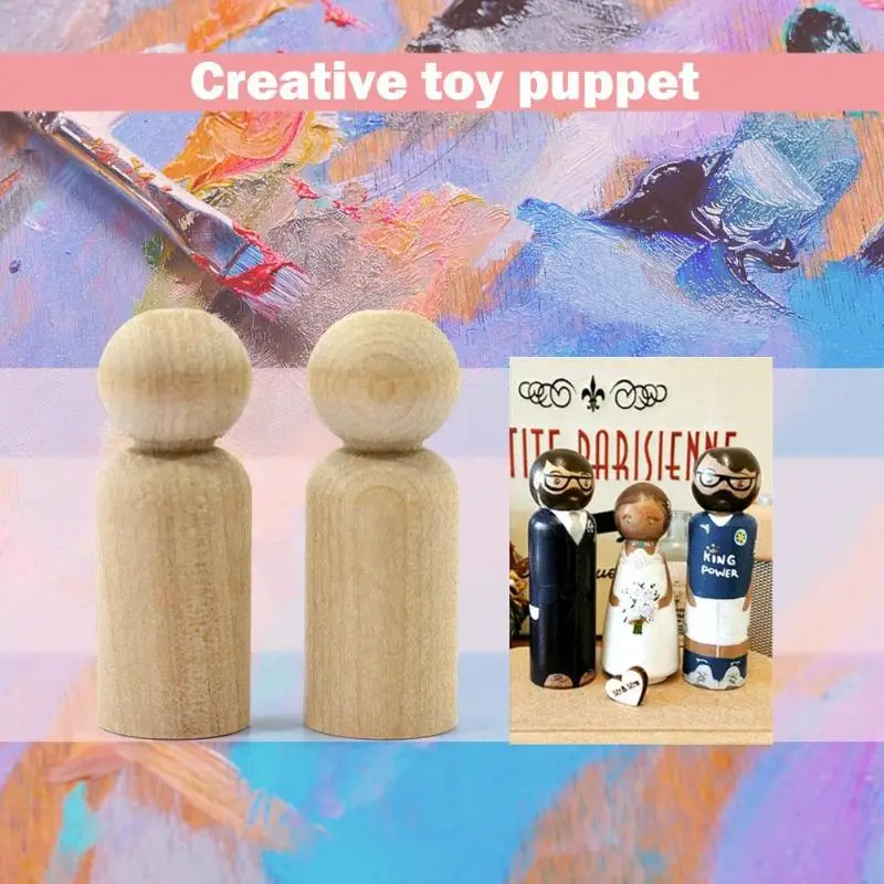 Best 10pcs/Set Wooden DIY Peg Doll Wedding Home Handmade Puppet Kid Painted Toy Baby Children Wood Craft