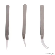 3 шт. Непроводящий антистатический керамический IC SMD SMT пинцет изогнутый Прямой пинцет термостойкий 1000 градусов ручной инструмент