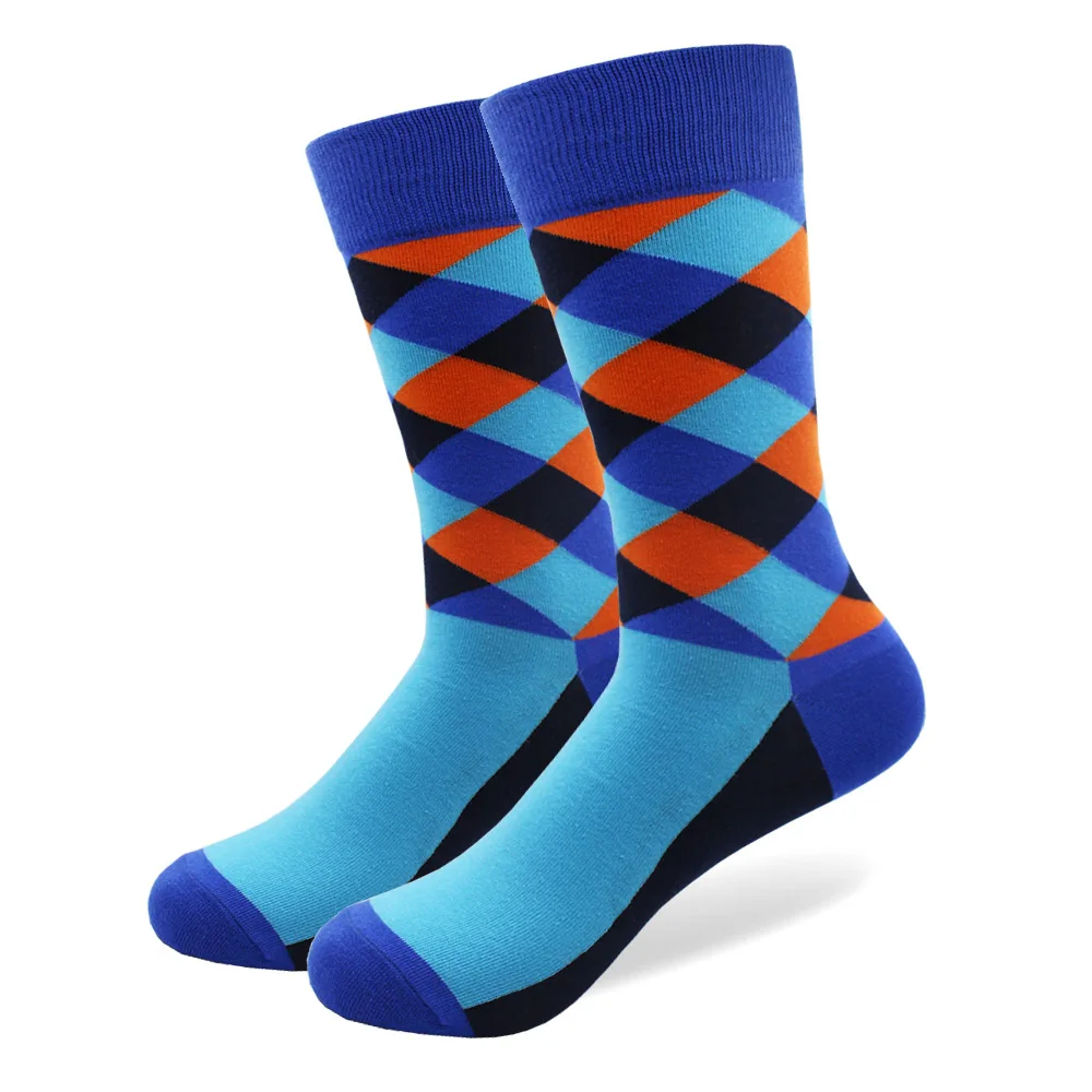 1 пара, мужские хлопчатобумажные носки, цветные полосатые жаккардовые носки, хит, цветные, в горошек, длинные Веселые носки для скейтборда, мужские носки - Цвет: 011-4