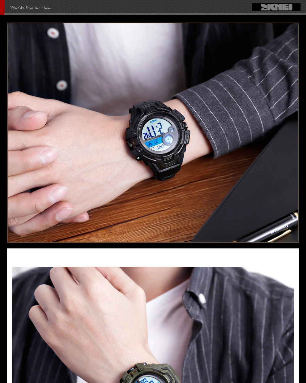 SKMEI спортивные часы мужские цифровые часы с компасом обратного отсчета водонепроницаемые часы мужские наручные часы erkek kol saati 1447