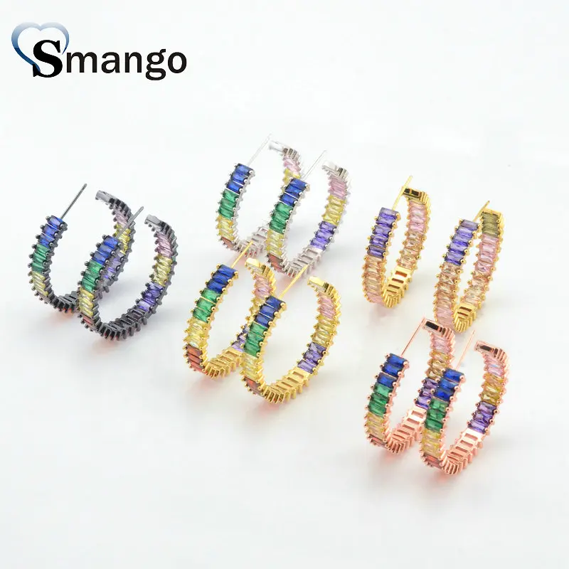 

3Pairs,The Rainbow Series, Women Fashion Earrings.Four Plateing Colors,Colorful CZ, Can Mix