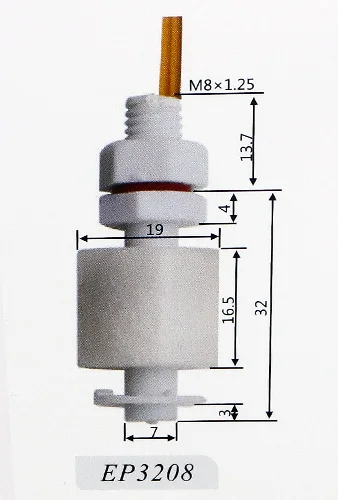 Бесплатная доставка ZP3208 5 шт. M8 * 32 мм 100 В 220 В Поплавковый выключатель Тип мини поли Propy уровня воды жидкость Сенсор нормально закрытый NC