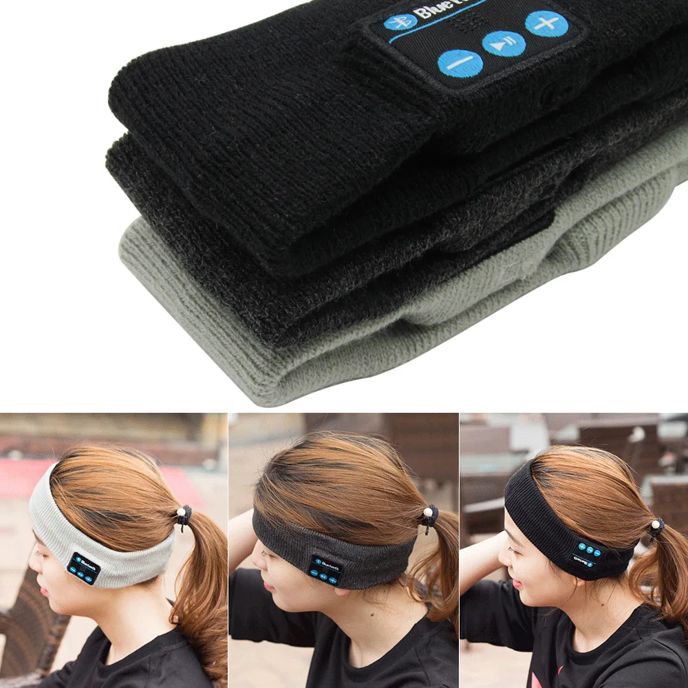 Wireless Bluetooth Sleep Headphone Hat With Mic Headset for iPhone Xiaomi Bluetooth Headset Soft Warm Sports Bluetooth Headphone