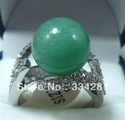 

Noblest 12mm green red jadestone 18KGP ring(#6,7,8,9 exit) jade