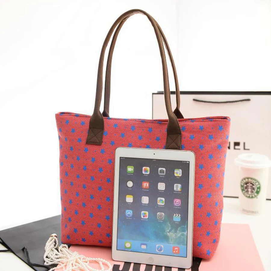 

Fashion Shopping Wave Canvas Single Shoulder Bag Lovely Wave Dot Printing Candy Color Tote Purse Bag Ladies Messenger Handbag