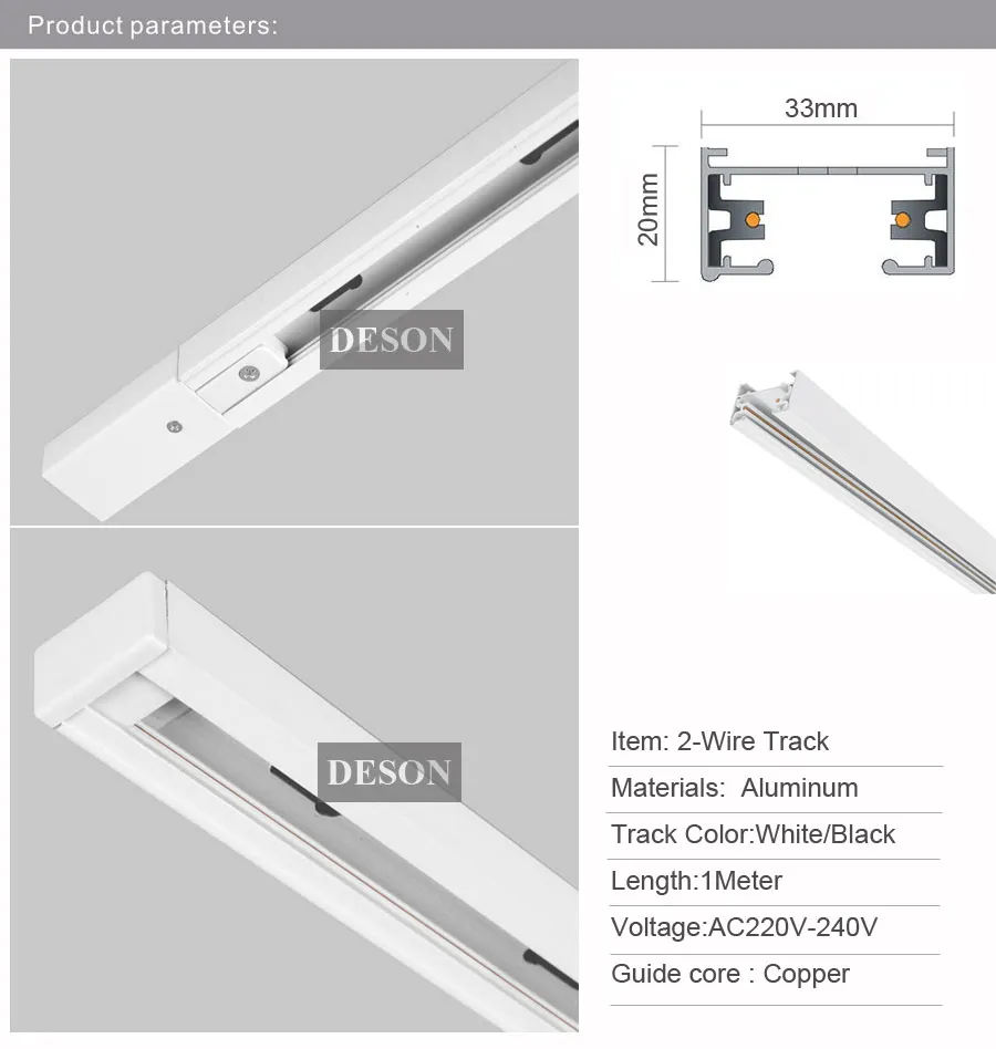DHL, 1 м, 2 провода, Одноконтурный алюминиевый светильник, рельсовый светильник, точечный светильник, рельсовая система, комплект, 1 метр, черный, белый цвет