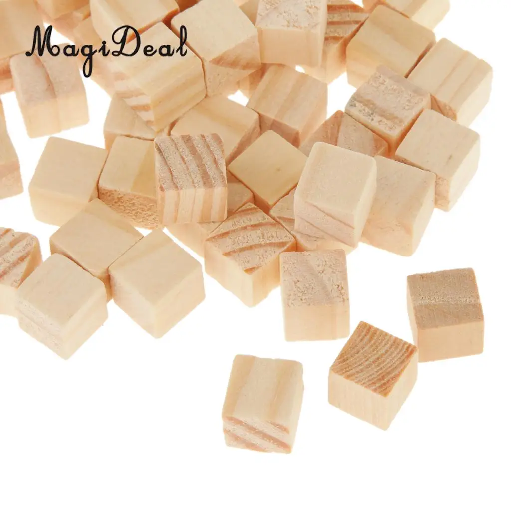 MagiDeal High Quality 50Pcs Wooden Square Tiles for Crafts Wood Family Fun Board Games Great Crafting Accessory Children Gifts