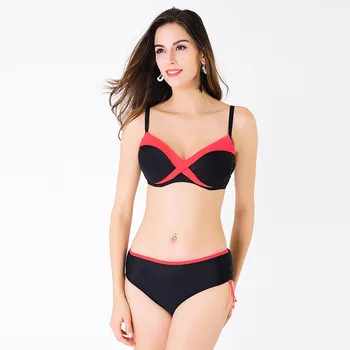

2018 New Push Up Bikini Brazilian low waist Swimsuit Women Swimwear Sexy Swim Suit pure color Halter Bathing Suits Bikini Set