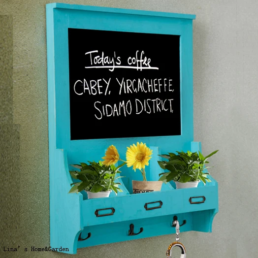 nice color solid wall mounted wooden shelf with blackboard (7)