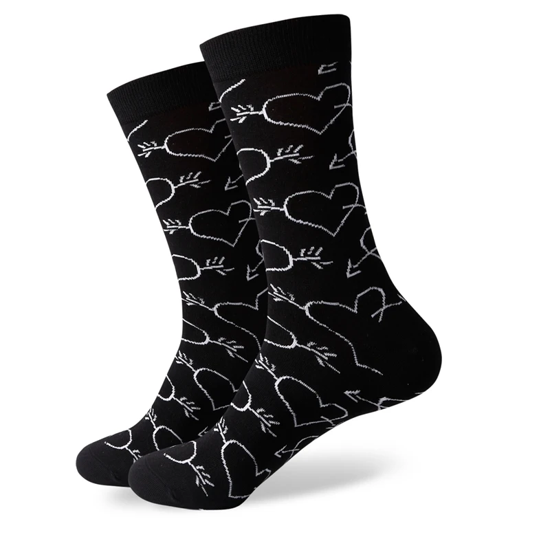 Мужские Брендовые мужские носки из чесаного хлопка, вязаные носки, носки с изображением усов, размер США(7,5-12 - Цвет: 382