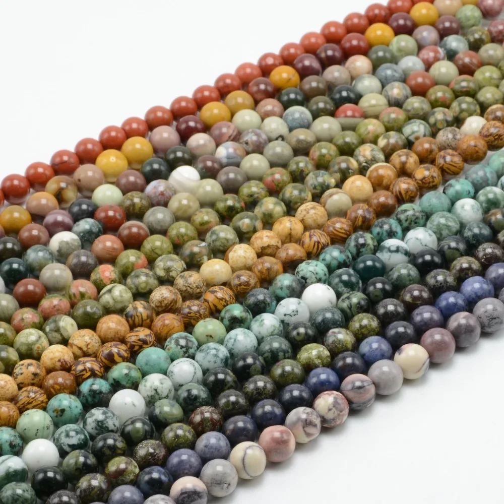 

Natural Jasper / Petrified Wood Stone Loose Round Beads 8mm