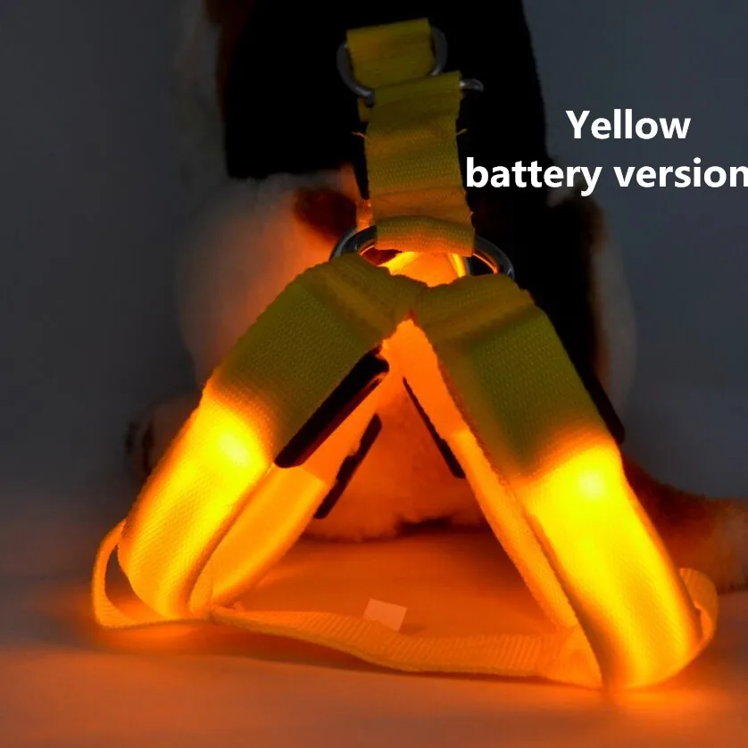 C02 полосатая собака светодио дный свет шлейки пояса световой жгут собак для средних и крупных собак подзарядкой от USB - Цвет: yellow battery