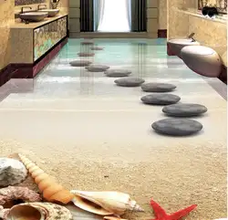 Картинка в картинке самоклеющиеся виниловые обои 3d полы Пляж Морская звезда снарядов камни пользовательские 3D Пол фото обои