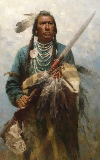 

wholesale oil painting --TOP ART # American Native Indian hunter painting-100% HAND PAINTED ART OIL painting