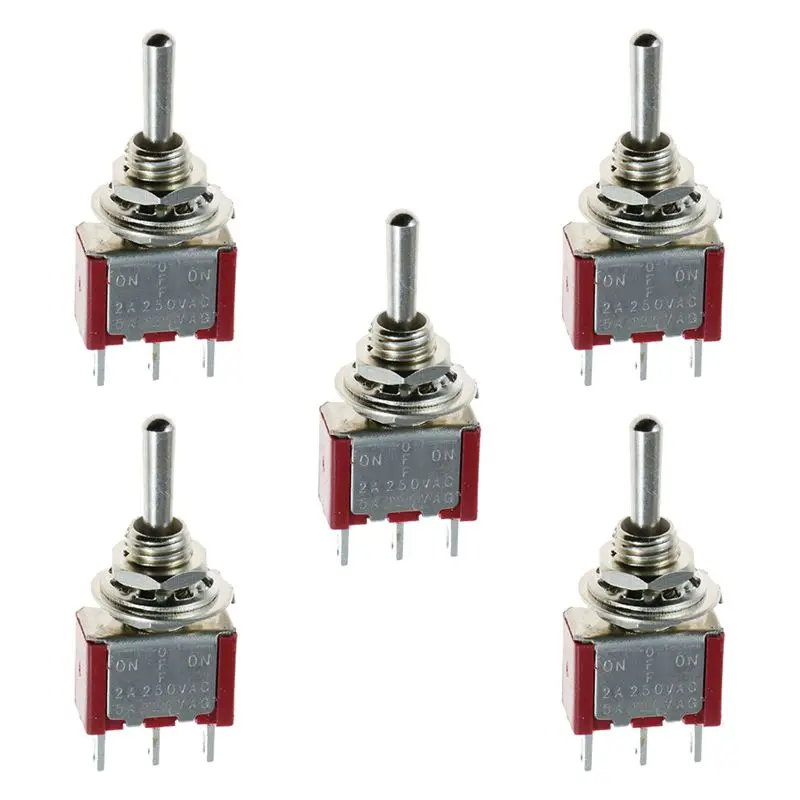 

5 x Mini Momentary (On)Off(On) Toggle Switch Model Railway SPDT 12V,silver