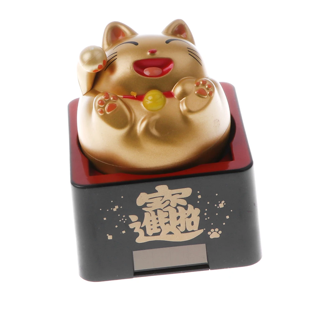 Solar Powered Bobbling Toy Swinging Body Lucky Smile Welcome Cat Home Office Car Dashboard Decor 