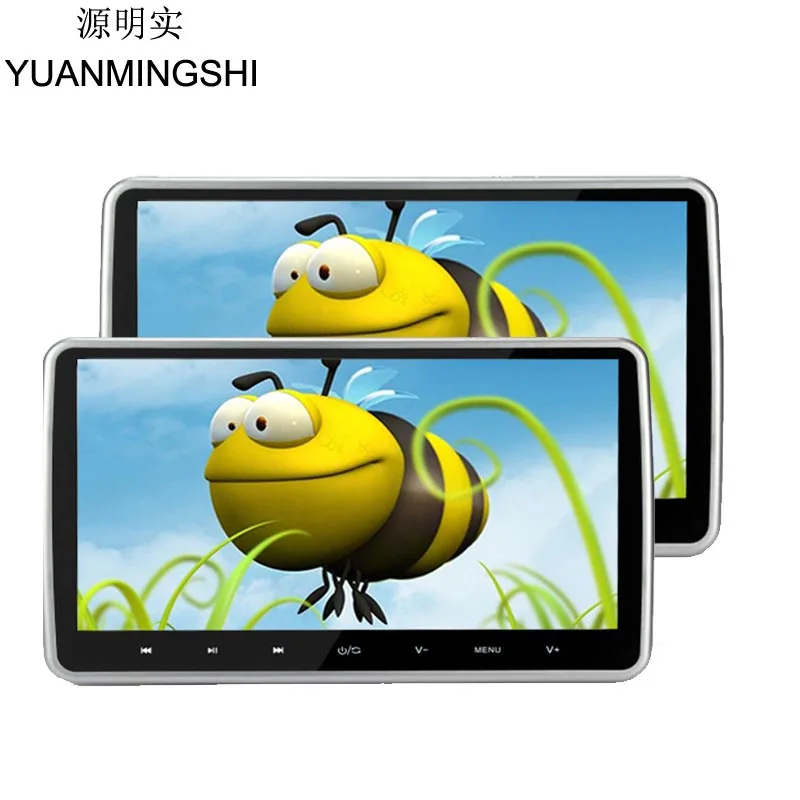 

YUANMINGSHI 2pcs 10.1 Inches 1024*600 Car Headrest Monitor DVD Player TFT LCD Touch Screen DVD Player With USB SD HDMI Port FM