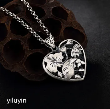 

KJJEAXCMY Boutique jewe S990, silver, hollowed out, fillet, fish, dragon, door, safety, and lock, Pure Silver Antique female p