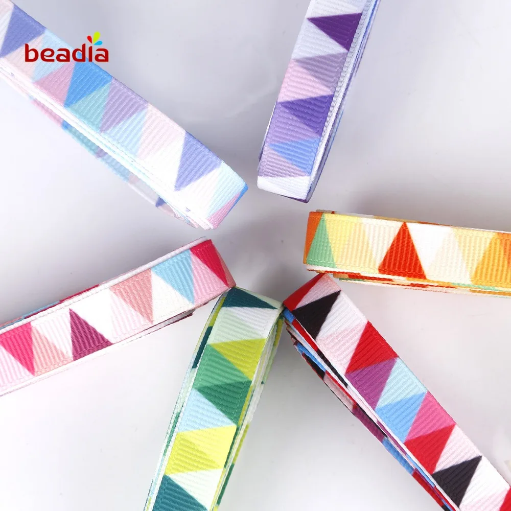 10 мм ширина разные цвета на выбор геометрический узор Grosgrain лента упаковка DIY лук