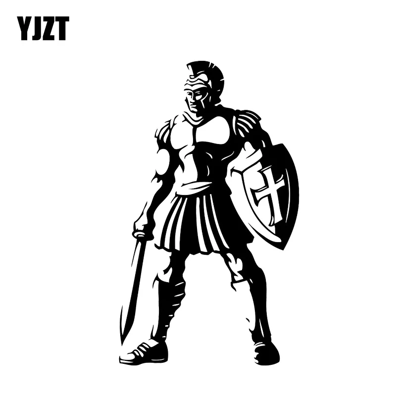 

YJZT 8.3*13.9CM Cool Fashion Roman Guard Warrior Soldier Decal Black/Silver Covering The Body Car Sticker Vinyl C20-1777