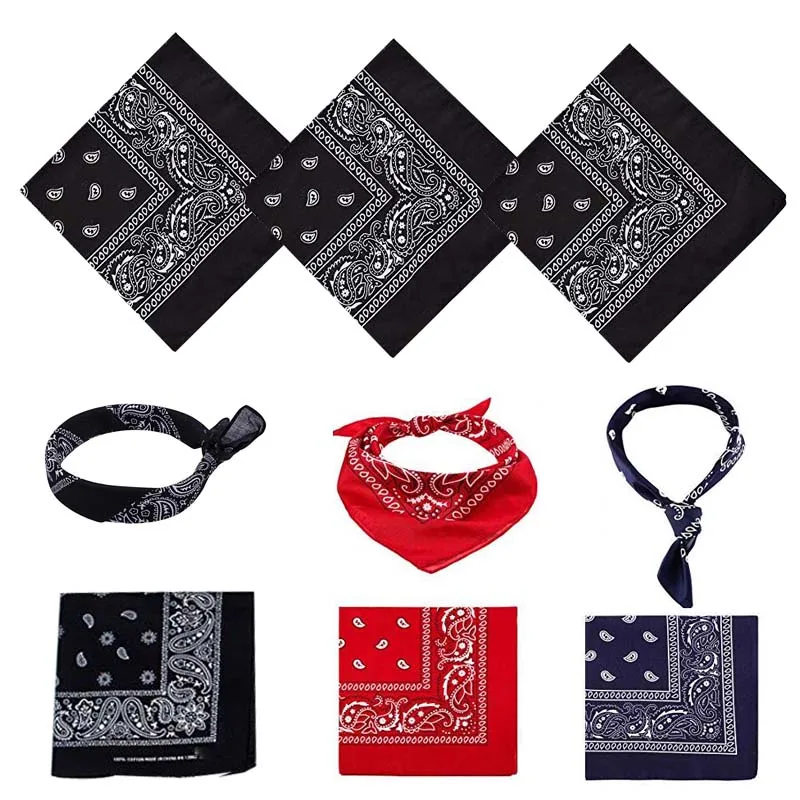 

Cotton Paisley Bandana Cowboy Headscarf Unisex Print Head Wrap Scarf Wristband Cycling Face Mask for Adults Kids Pets