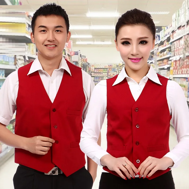(50Pcs/lot) wholesale The supermarket staff Work wear vest ktv vest