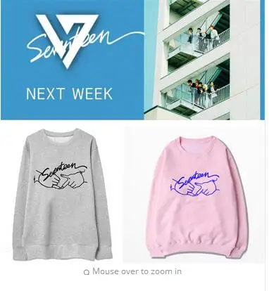 2016 17 новый альбом принт унисекс с капюшоном k pop SEVENTEEN17 осенне зимние толстовки для