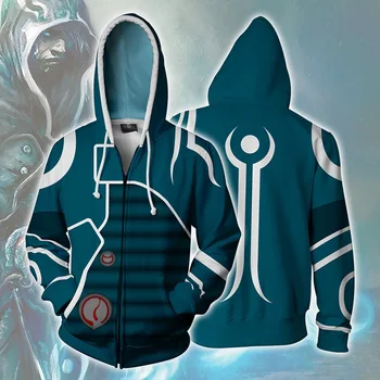 

Japan Anime Sweatshirts Jace Beleren Cosplay Costume Autumn men anime 3D Printing zipper Jacket Hooded Sweatshirts