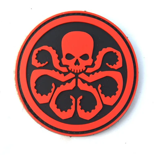 3D Pvc Hydra Logo Marvel Comics The Avengers Skull Embroidered Hook Rubber Patch