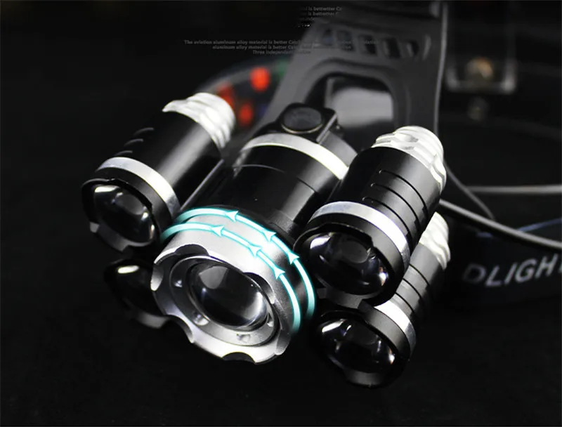 Farol Zoom Lanterna Tocha Acampamento Pesca Uso 2*18650 Bateria - ac Carro Usb Carregamento 5 * t6 Led 12 bateria ac carro usb carregamento