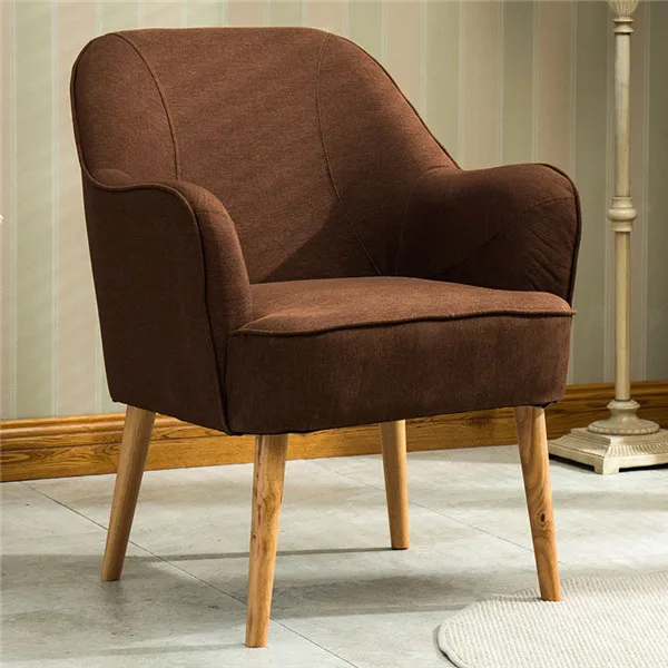 Современный домашний тканевый стул с деревянными ножками, мебель для гостиной, кресло с акцентом - Цвет: Coffee Color