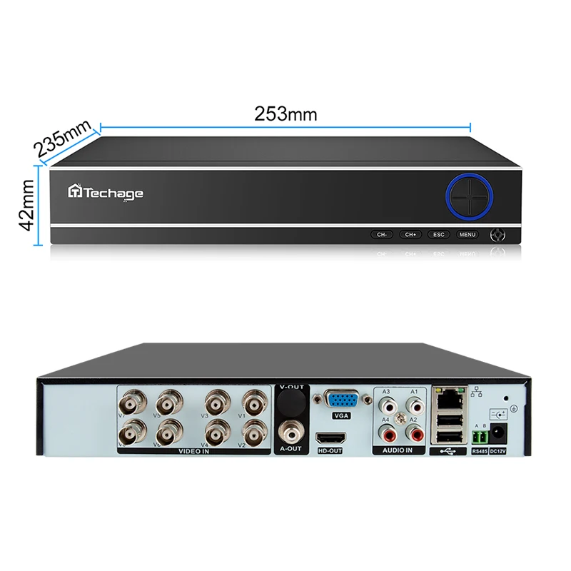 Techage H.264 4CH 8CH 1080P HDMI AHD CCTV DVR NVR HVR 1080N P2P облачная Безопасность цифровой видеорегистратор для аналоговой AHD ip-камеры