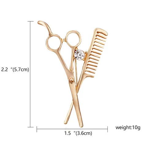 Scissors Brooch Pins for Women Men Crystal Hijab Brooches Wedding Dress Girl Jewelry Brooch Hat Collar Coat Clips Bijoux