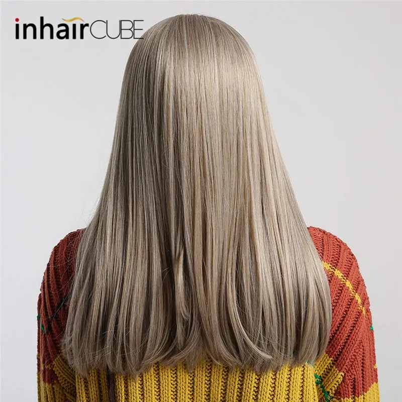 ESIN Искусственный серый парик с темными корнями Длинные прямые волосы Модное Омбре стального цвета тренд сезона Женские парики косплей - Цвет: KC167-3