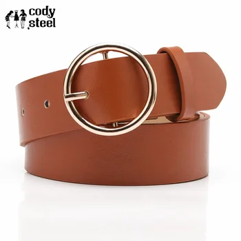 

Cody Steel Crcle Round Belt Fashion Woman Solid Buckle Waist Shape Female Belt High Quality Belt Casual Ladies